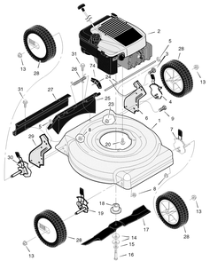 Mower Housing Assembly Diagram and Parts List for 204210X30B 2004 Briggs and Stratton Lawn Mower